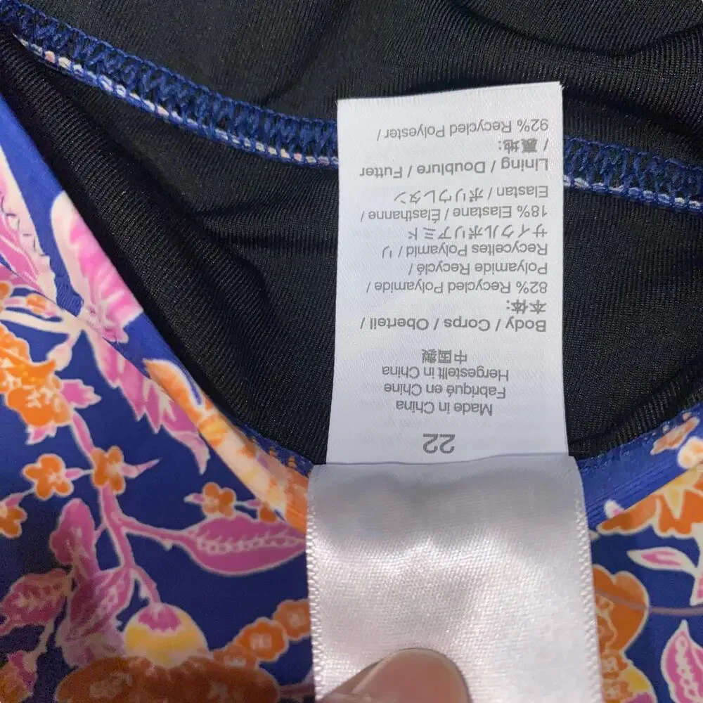 NWT J. Crew Floral Halter Cut-Out One-Piece Swim Bathing Suit Women's Size 22
